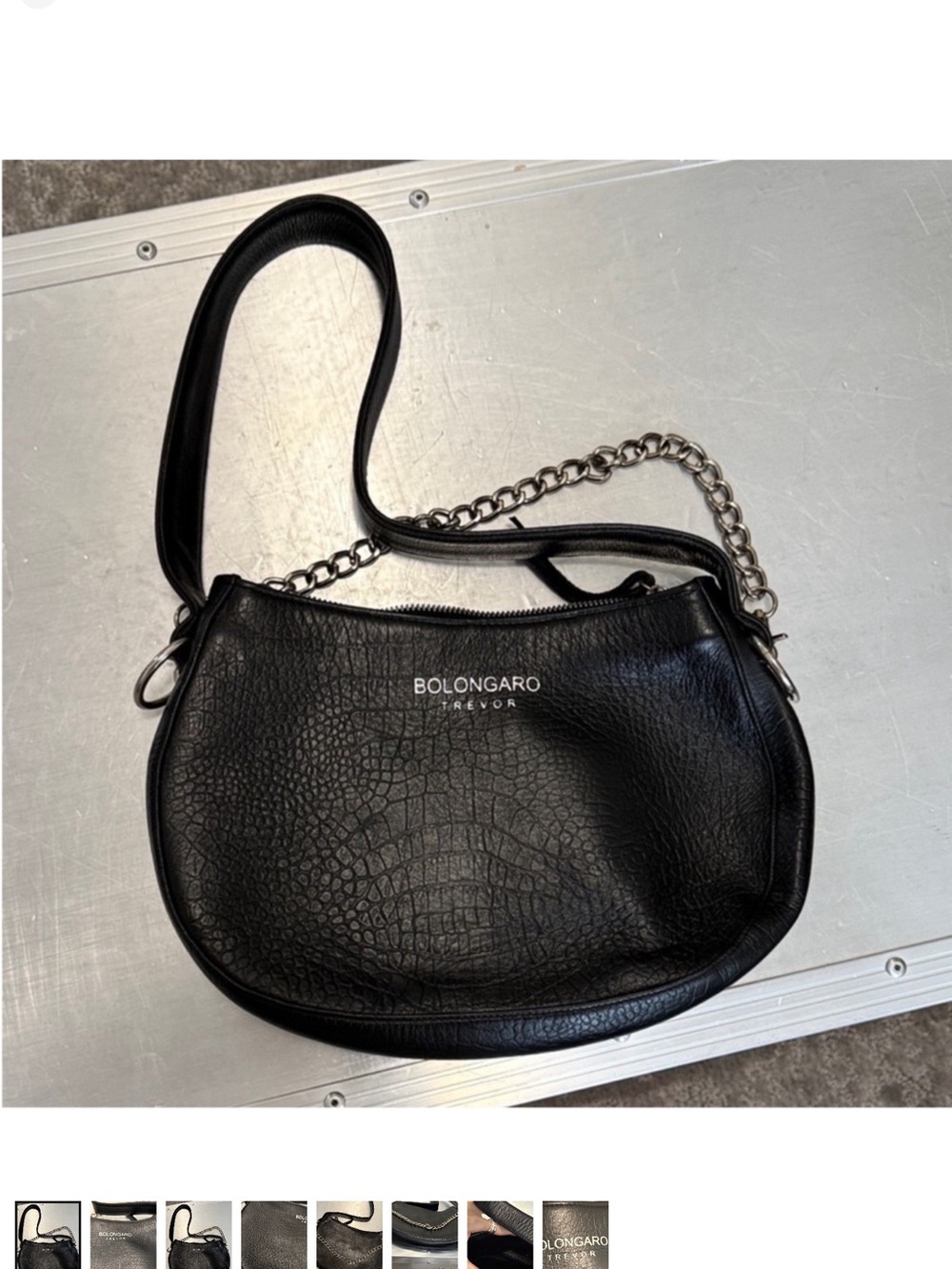 Bolongaro Trevor Black Croc-Embossed Shoulder Bag